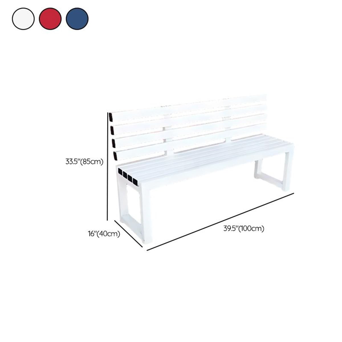 White Water-Resistant Alloy Patio Bench with Back E69542