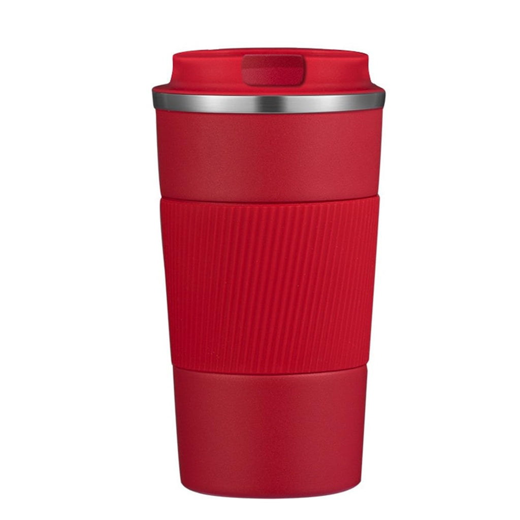 Stainless Steel Insulated Travel Coffee Mug Flip up Tumbler, Double wall Leak Proof Vacuum Cup Keep Drink Cold and Hot (Red, 17 Ounces) H464088