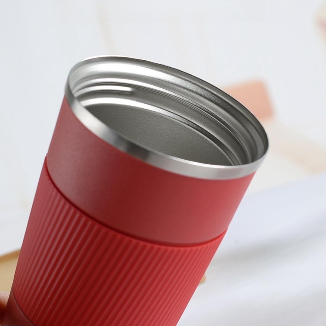 Stainless Steel Insulated Travel Coffee Mug Flip up Tumbler, Double wall Leak Proof Vacuum Cup Keep Drink Cold and Hot (Red, 17 Ounces) H464088