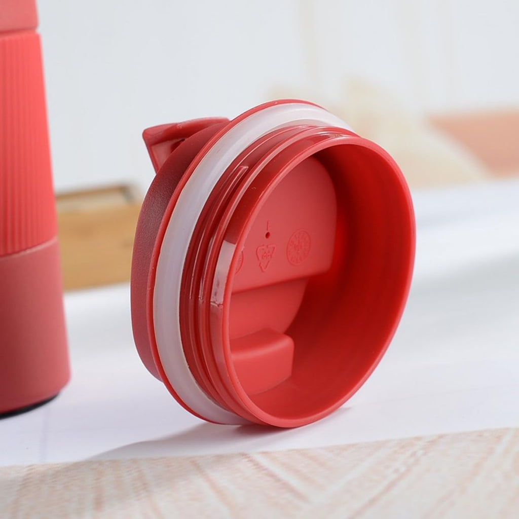 Stainless Steel Insulated Travel Coffee Mug Flip up Tumbler, Double wall Leak Proof Vacuum Cup Keep Drink Cold and Hot (Red, 17 Ounces) H464088