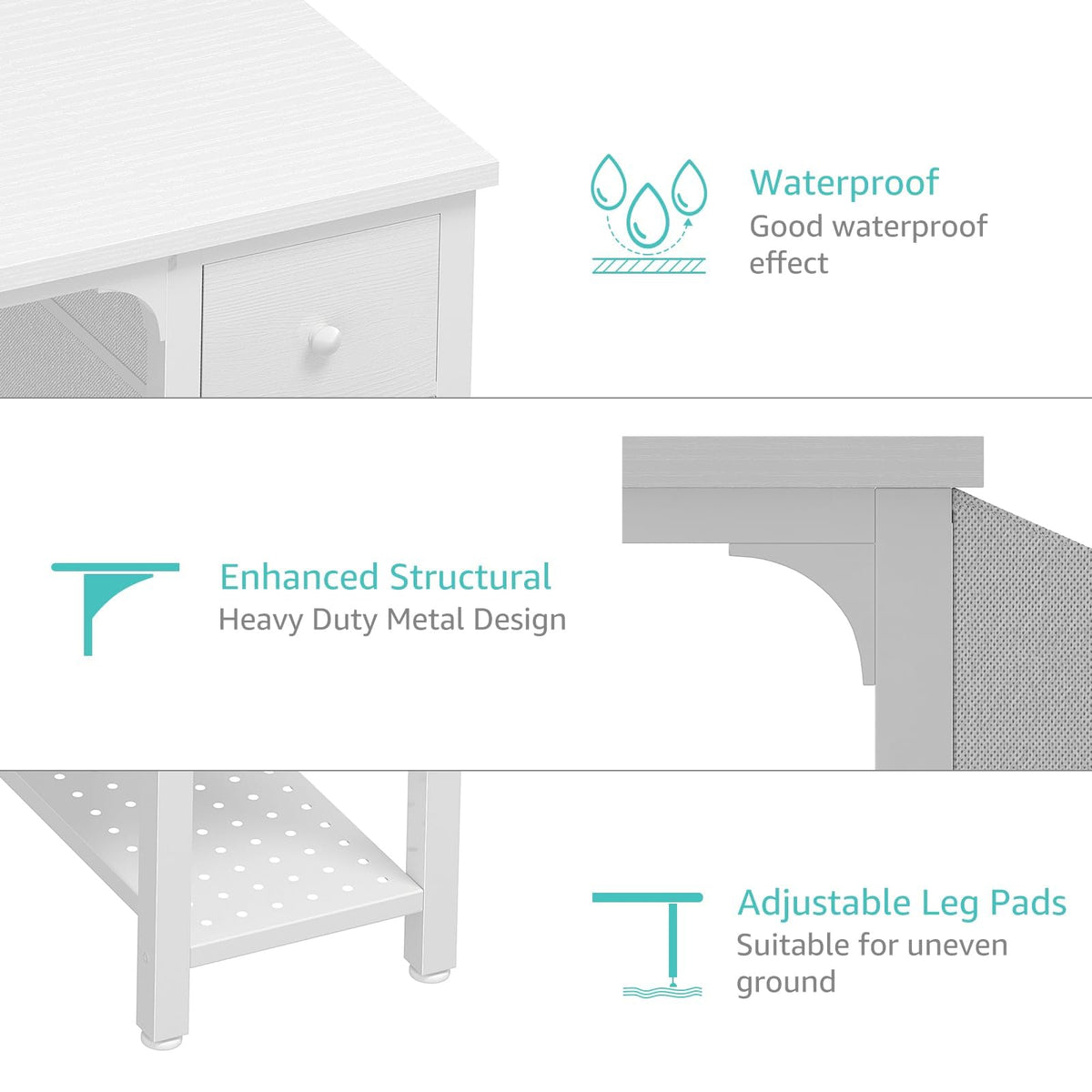 White Computer Desk with Drawers 47 Inch B829
