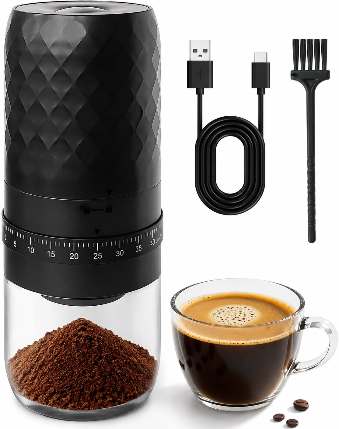 Portable Electric Coffee Grinder with 40 Adjustable Settings B293809