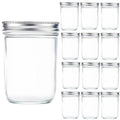 12 Pc 16 oz Wide Mouth Glass Mason Jars with Lids P93152