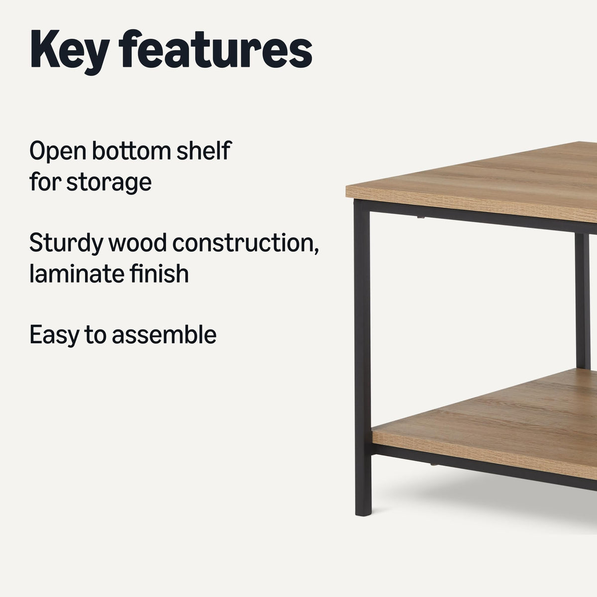 Rectangular Wooden Coffee Table with Bottom Shelf E9195