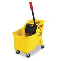 31 QT Tandem Mop Bucket and Wringer Combo on Wheels, Yellow A600861