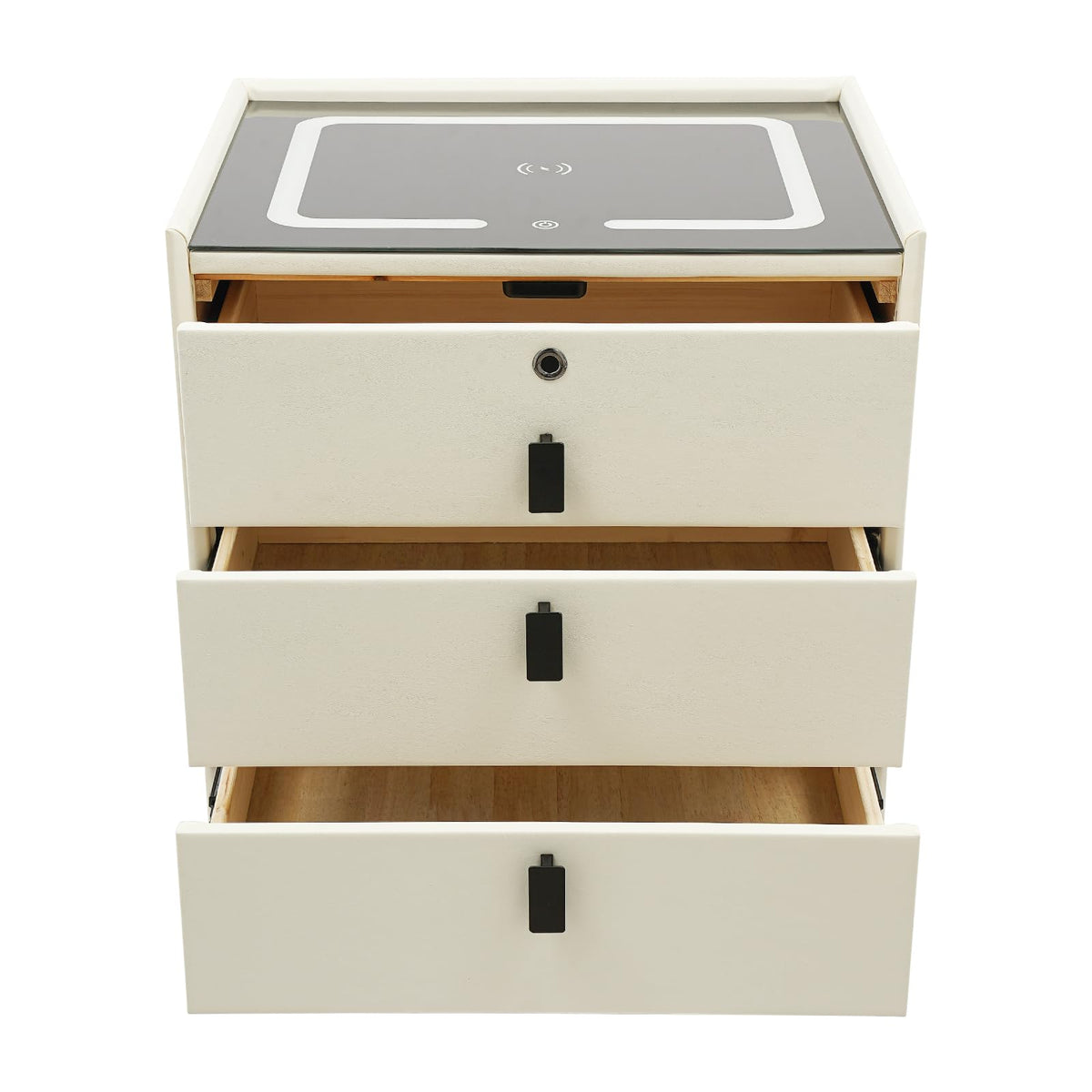 3-Drawer LED Nightstand with Wireless Charging Station E62175
