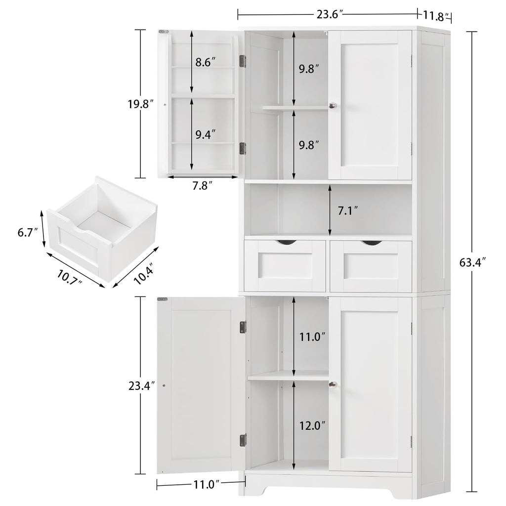 63.4"H Kitchen Pantry Cabinet with 4 Door Shelves G509