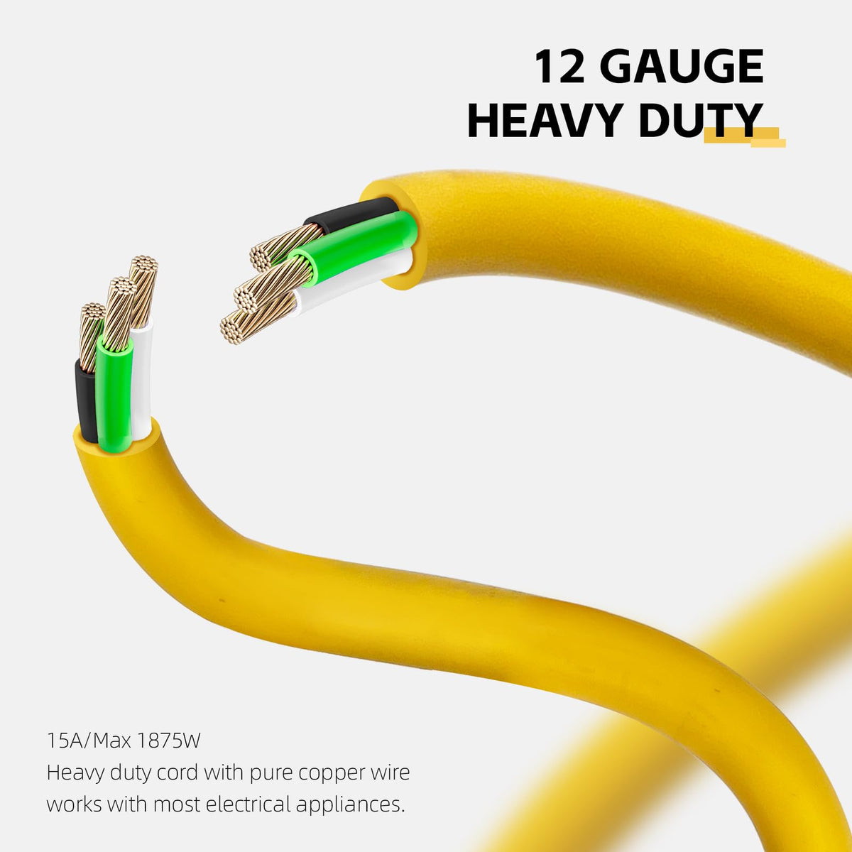 12 Ft Heavy Duty Yellow Extension Cord M10806