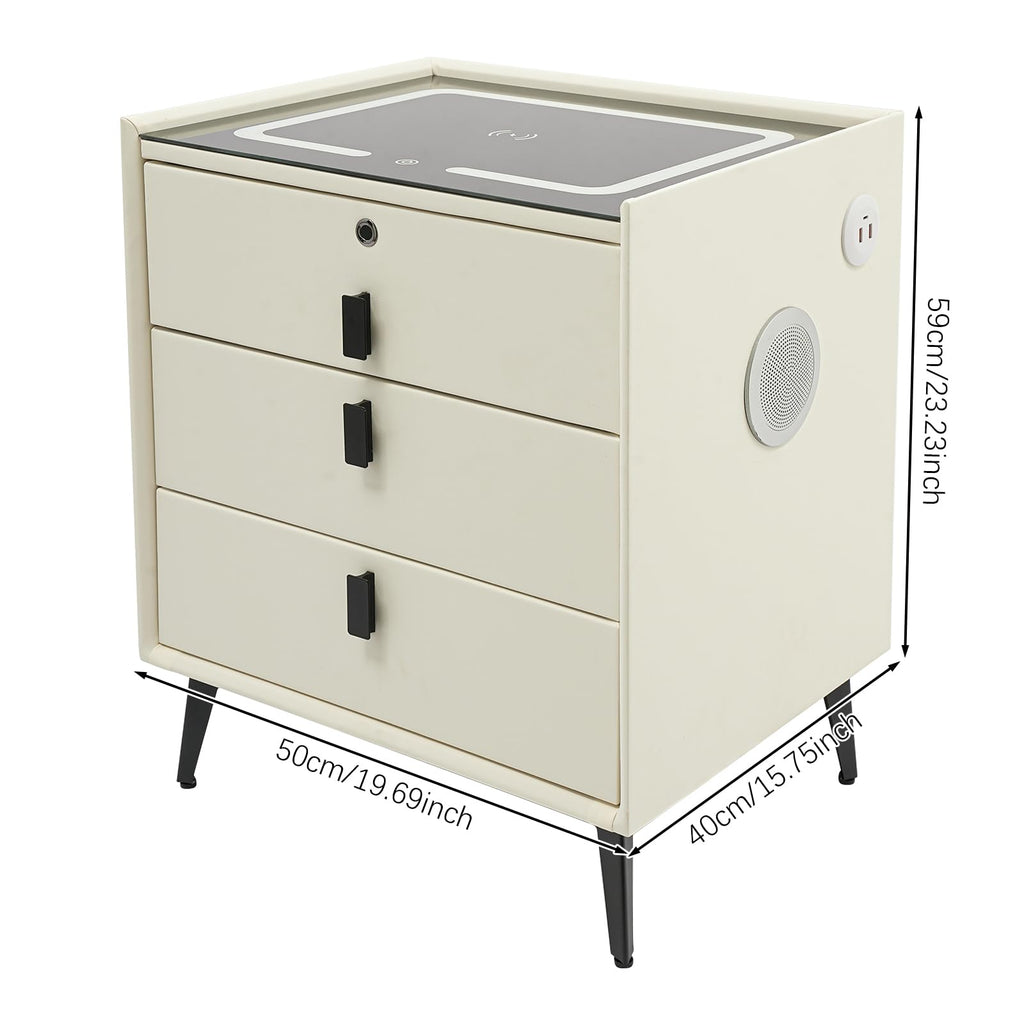 3-Drawer LED Nightstand with Wireless Charging Station E62175