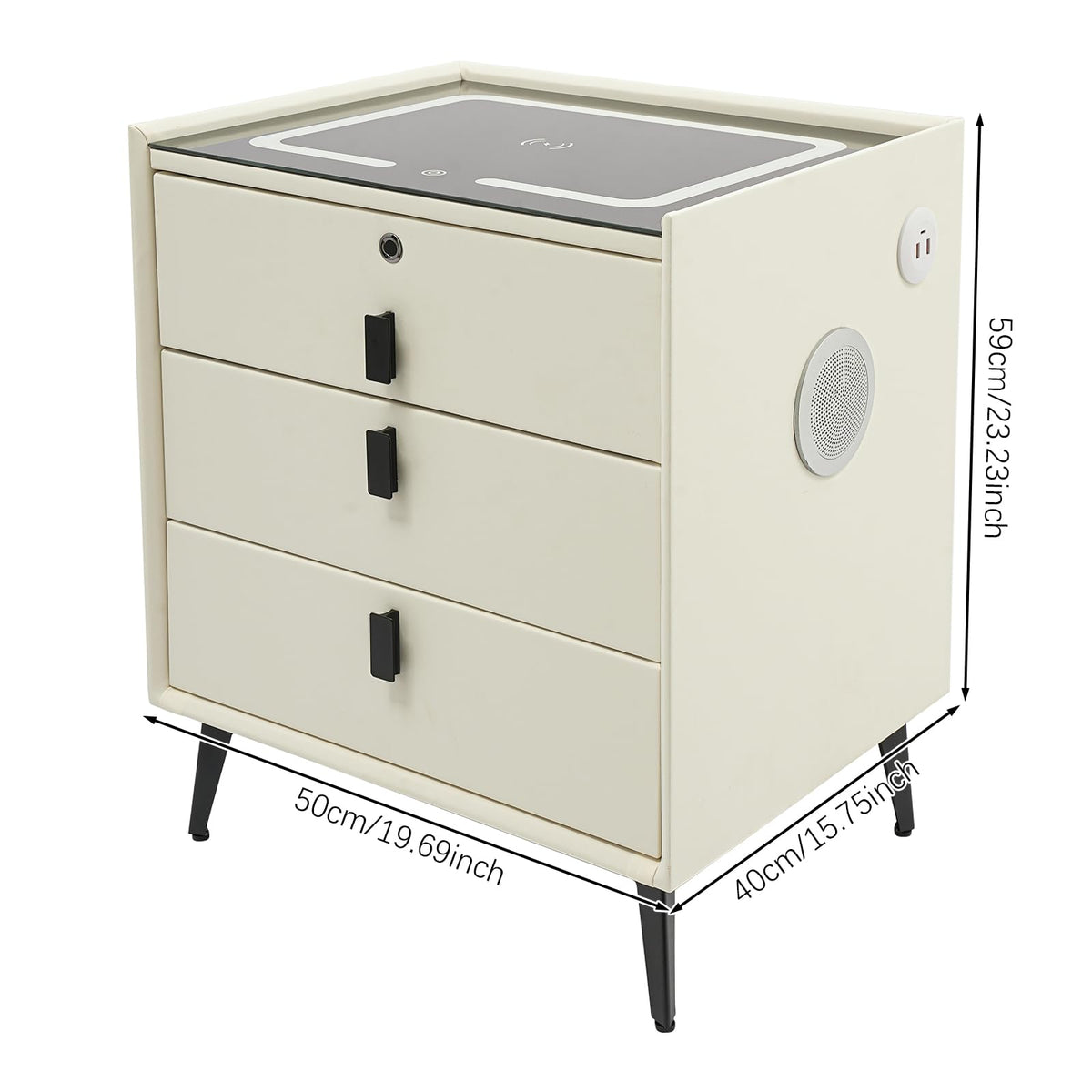 3-Drawer LED Nightstand with Wireless Charging Station E62175