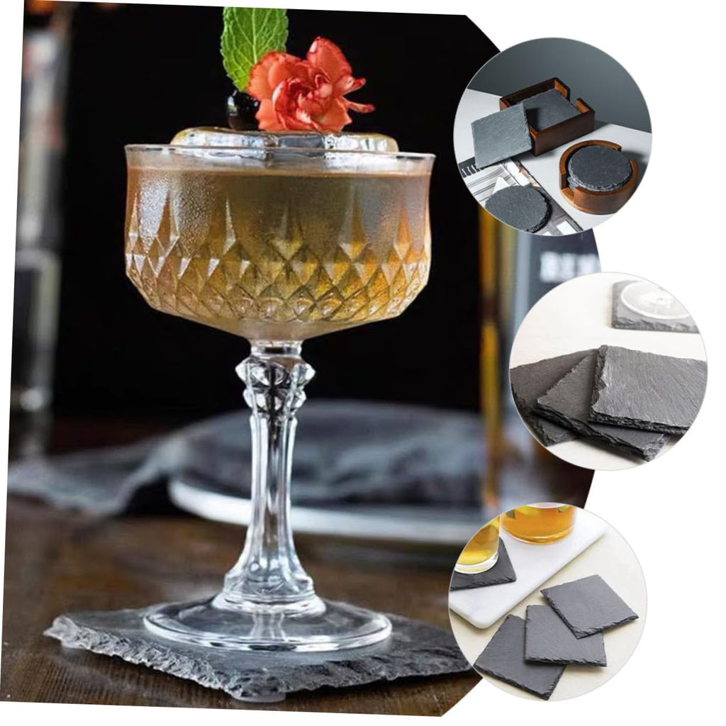 Black 12pcs Natural Stone Coasters O45138