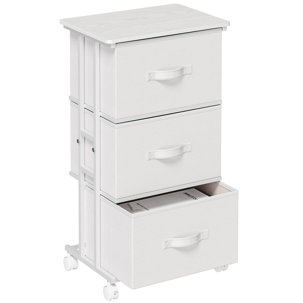 White 3 Drawer Fabric Dresser L96887