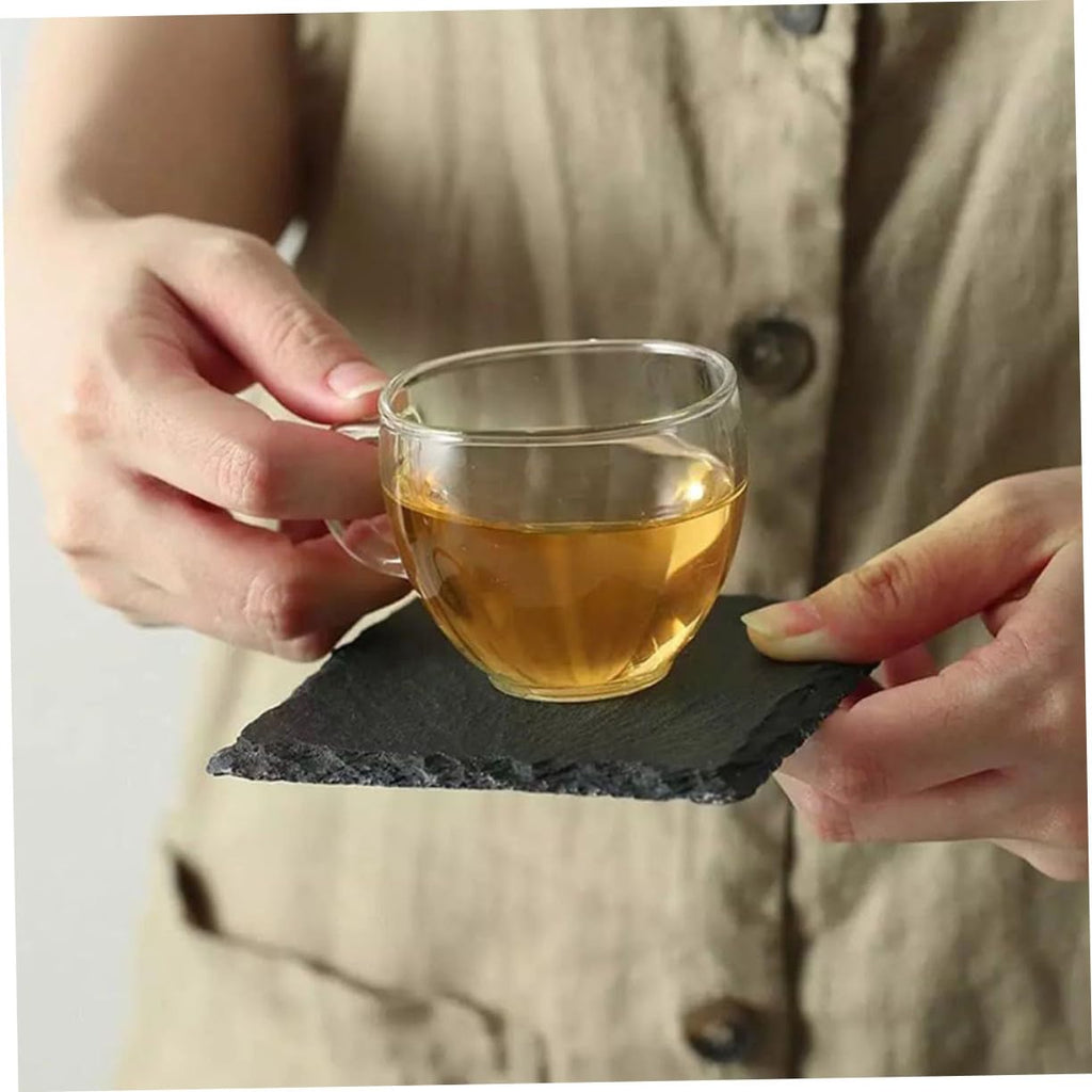 Black 12pcs Natural Stone Coasters O45138