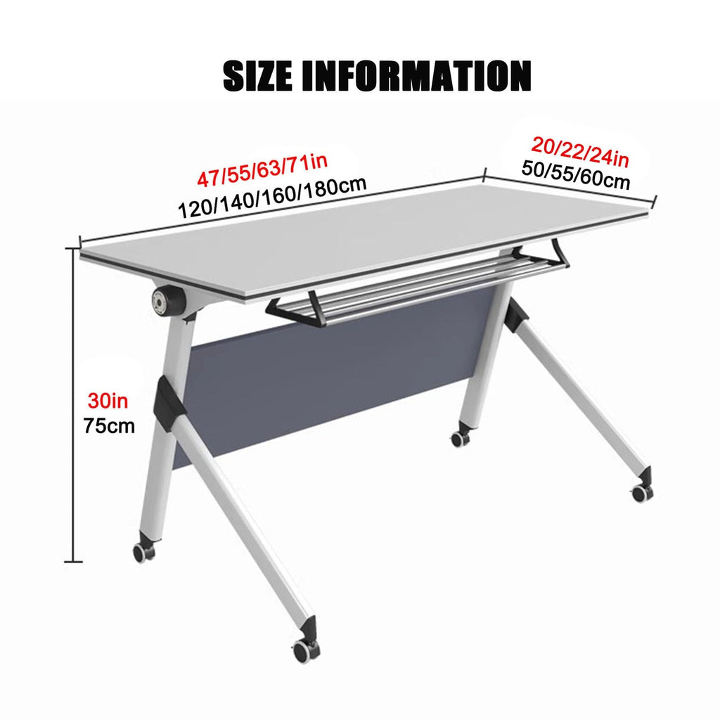 Portable Folding Conference Table with Storage and Wheels R685
