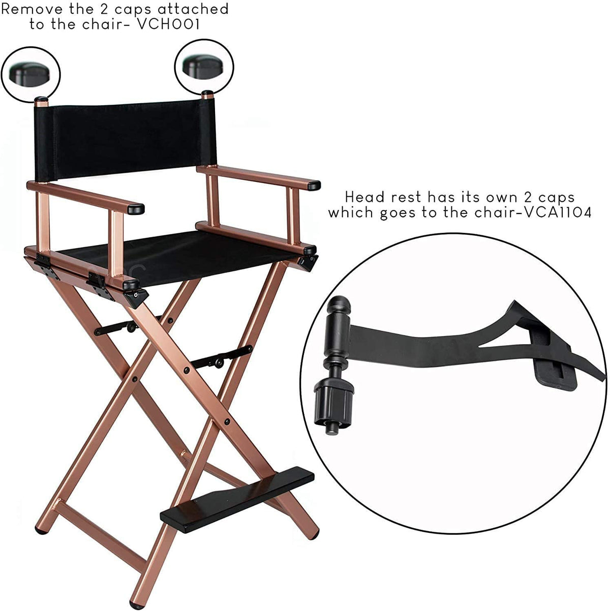 Folding Aluminum Makeup Artist Chair with Headrest W66017
