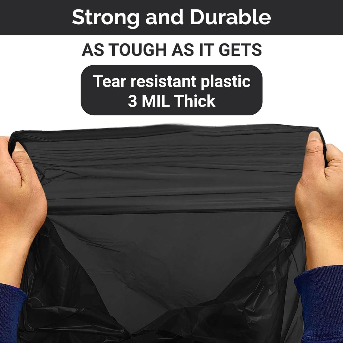55 Gallon Heavy Duty 3 Mil Black Trash Bags 50 Ct U6876