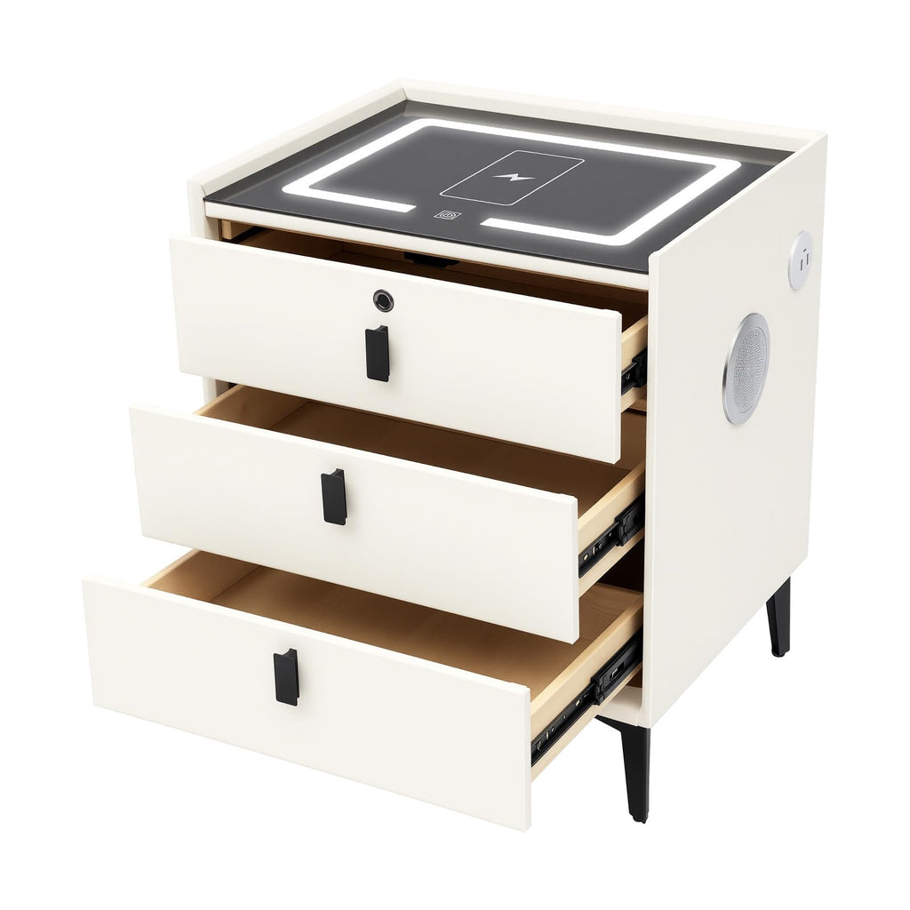 3-Drawer LED Nightstand with Wireless Charging Station E62175