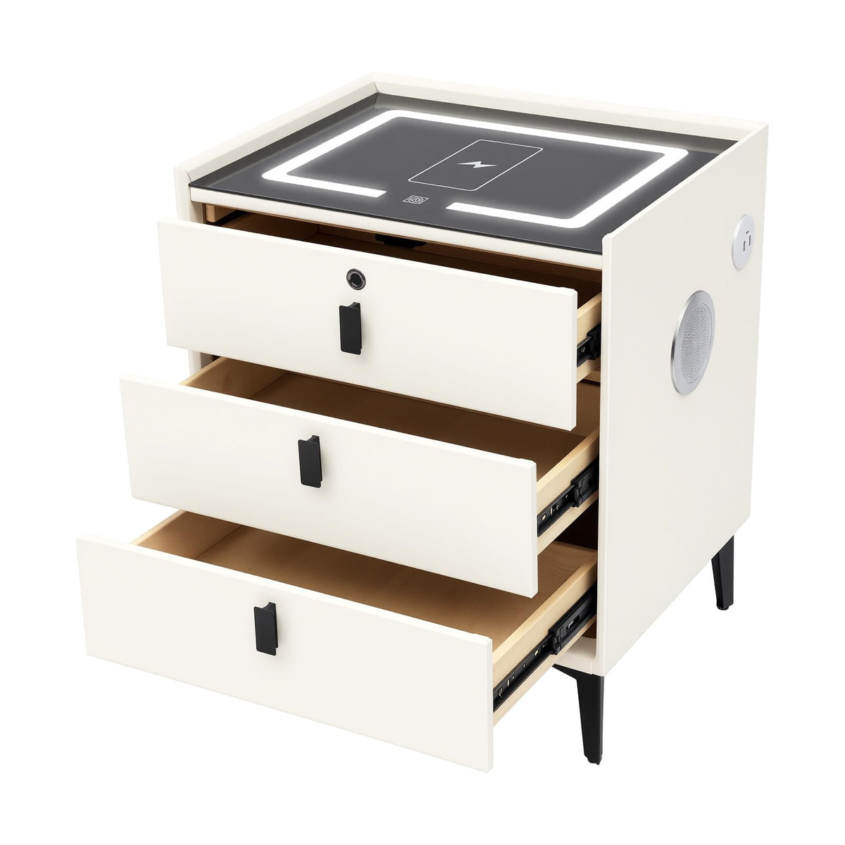 3-Drawer LED Nightstand with Wireless Charging Station E62175