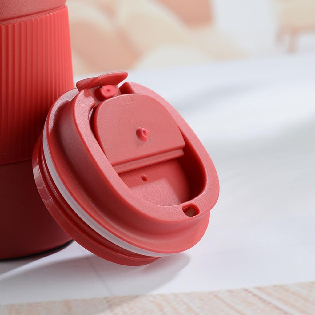 Stainless Steel Insulated Travel Coffee Mug Flip up Tumbler, Double wall Leak Proof Vacuum Cup Keep Drink Cold and Hot (Red, 17 Ounces) H464088