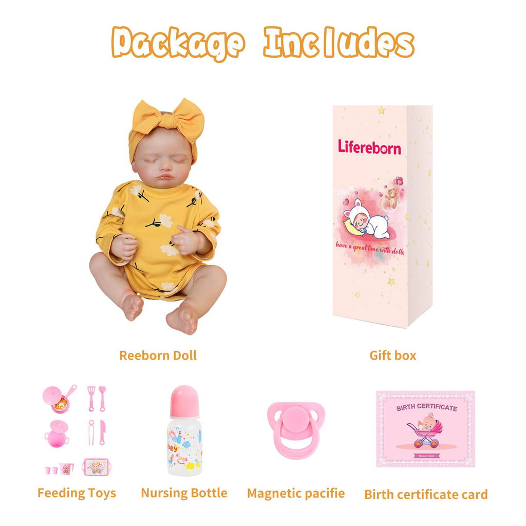20 Inch Realistic Sleeping Newborn Baby Doll Full Vinyl Body C500