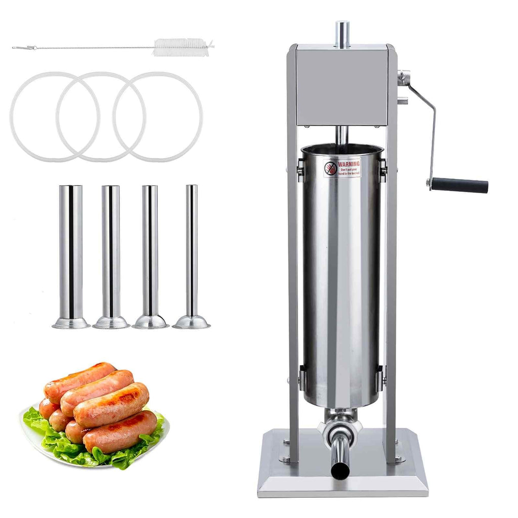Manual Stainless Steel Sausage Stuffer with 5 Stuffing Tubes B110836