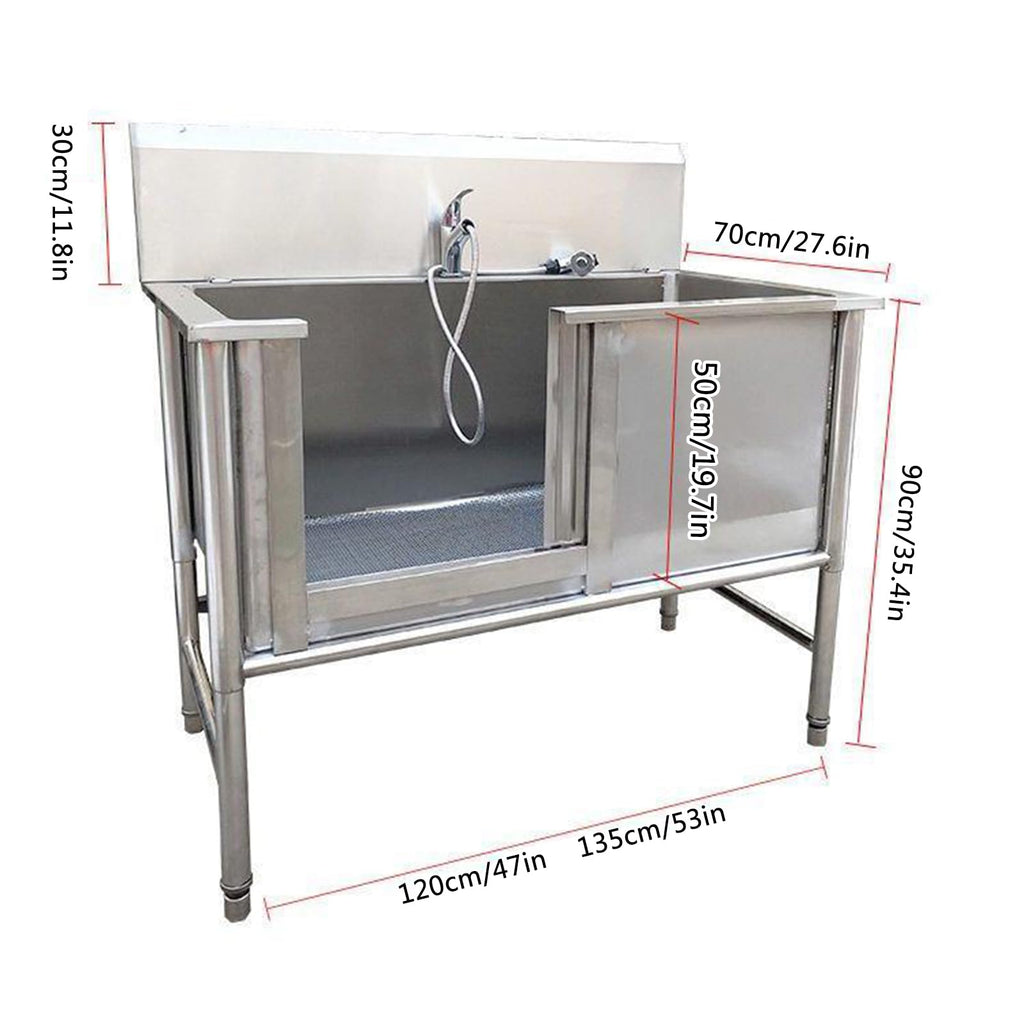 53'' Stainless Steel Pet Grooming Tub with Walk-in Stairs P386071