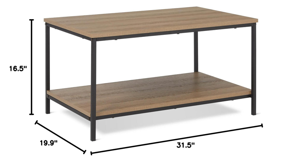 Rectangular Wooden Coffee Table with Bottom Shelf E9195