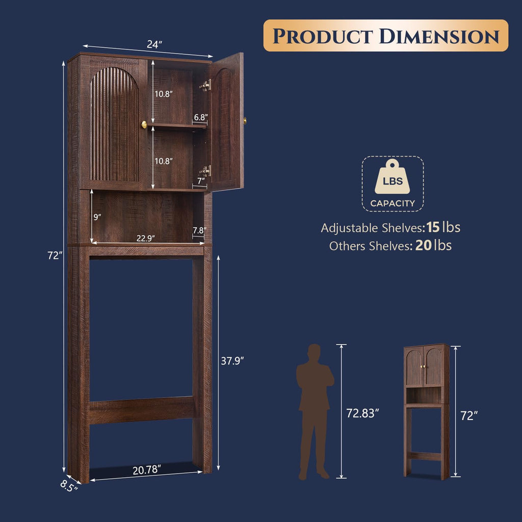 72" Over The Toilet Wooden Bathroom Storage Cabinet N804