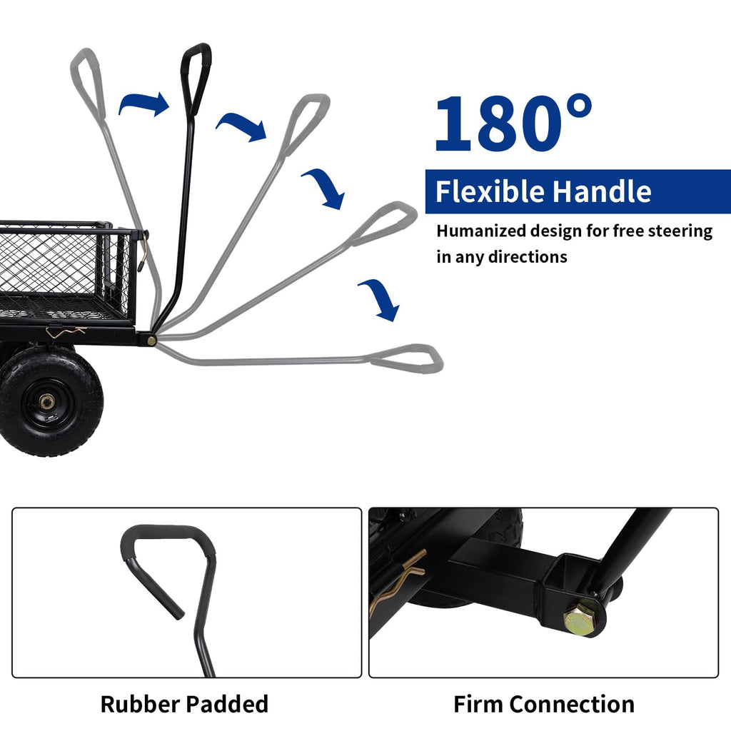 400 Lbs Capacity Mesh Steel Garden Cart with 10" All Terrain Wheels J822302