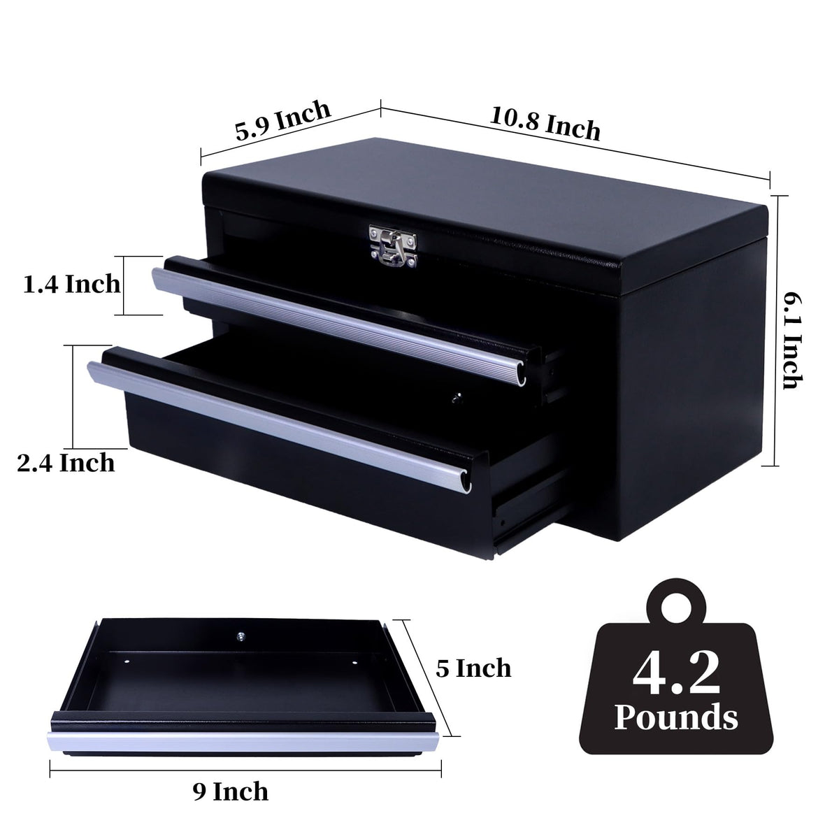 Black Mini Metal Tool Box with Drawers H1253
