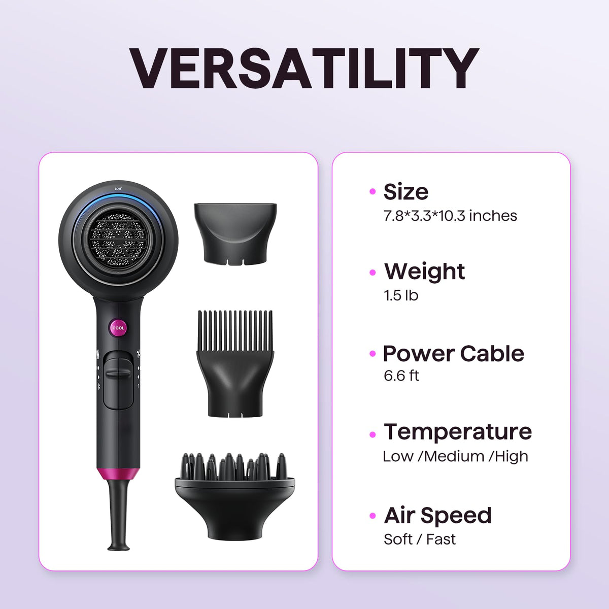 Ionic Hair Dryer with Diffuser J1996