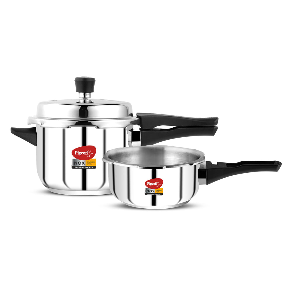 Stainless Steel Pressure Cooker Combo with Induction Base, Outer Lid 2 Liter and 3 Liter E9355