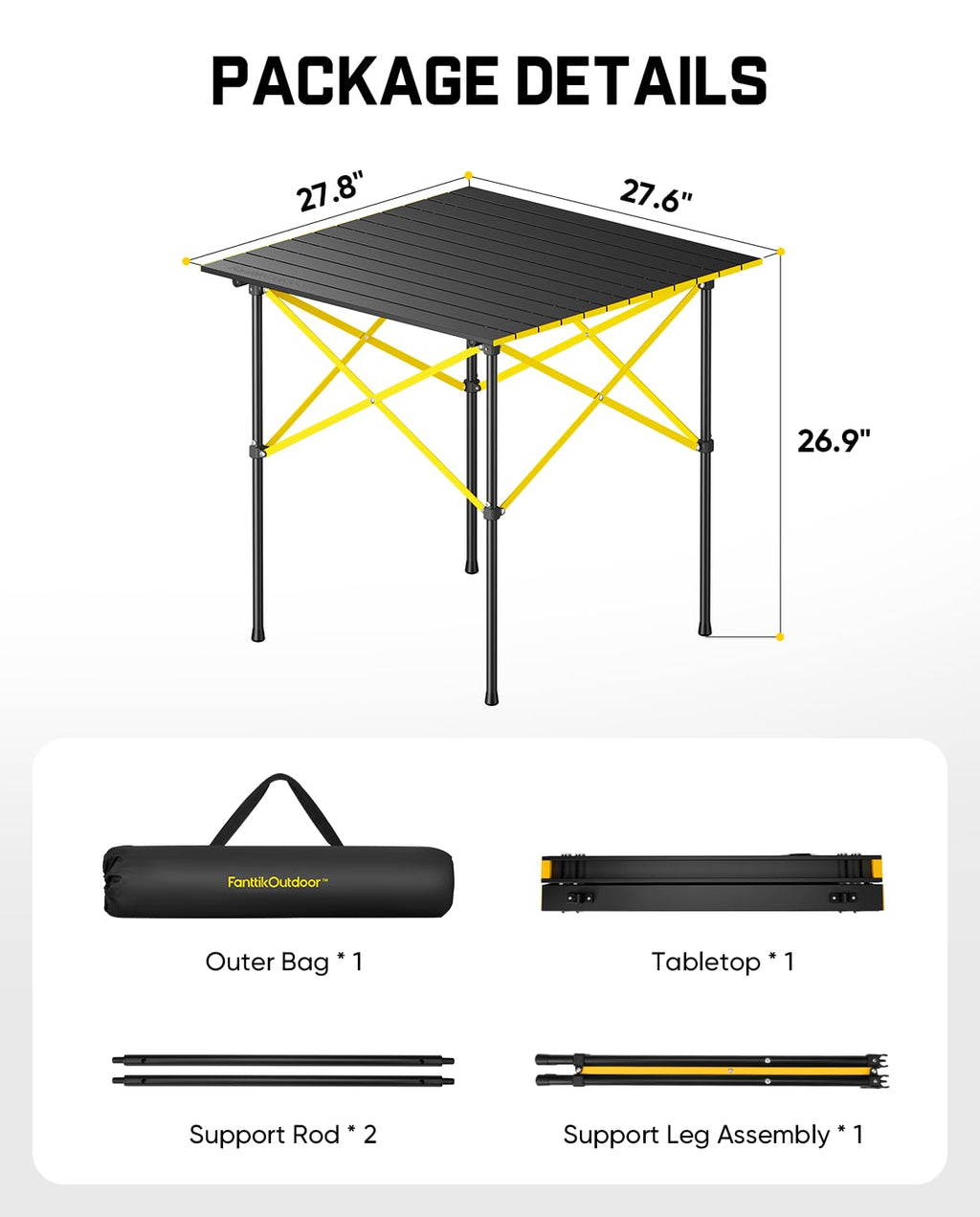 Portable Folding Aluminum Camping Table with Carry Bag K235