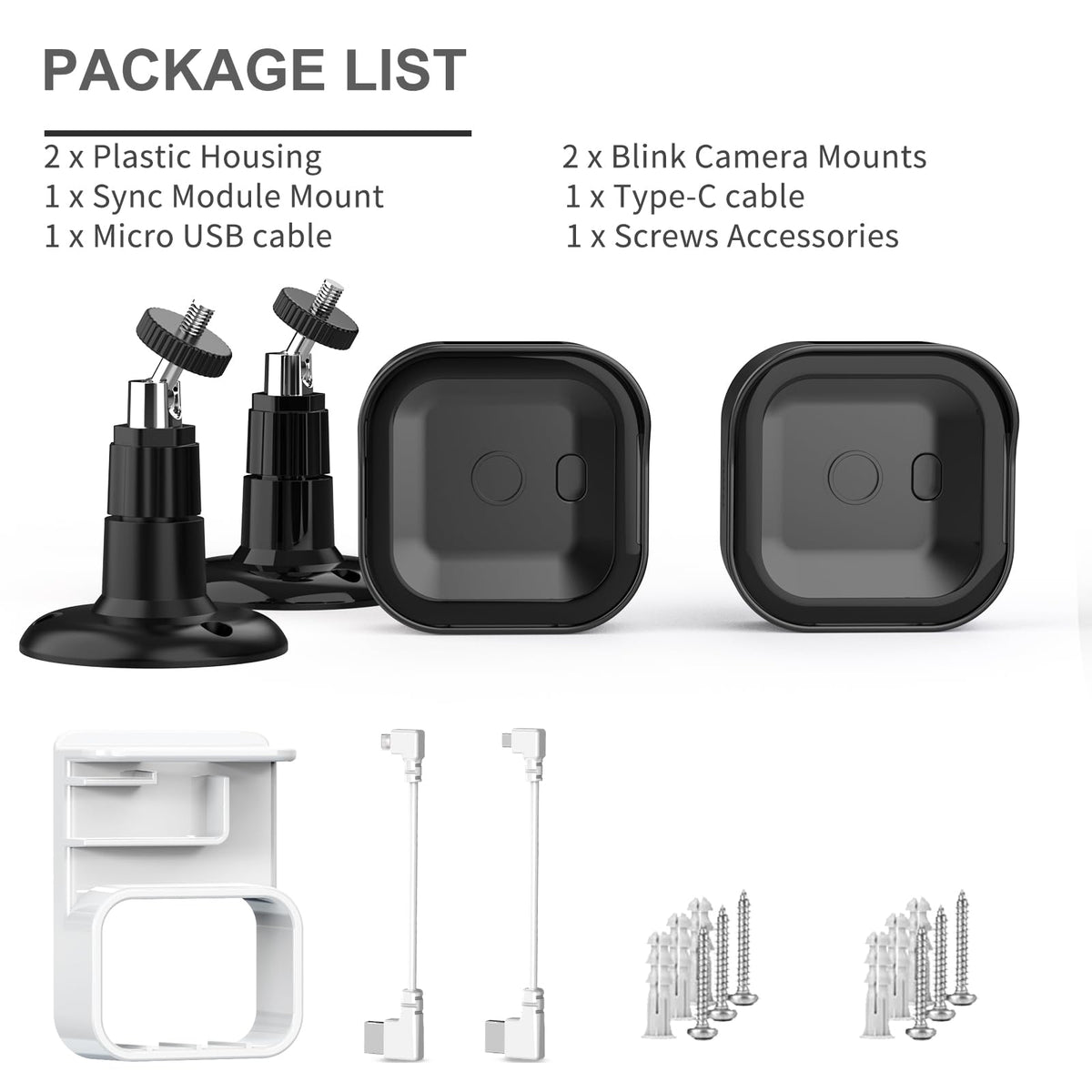 Black 2 Pack Weatherproof Adjustable Camera Mount G634