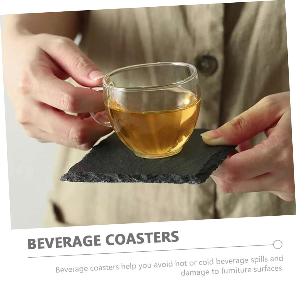 Black 12pcs Natural Stone Coasters O45138