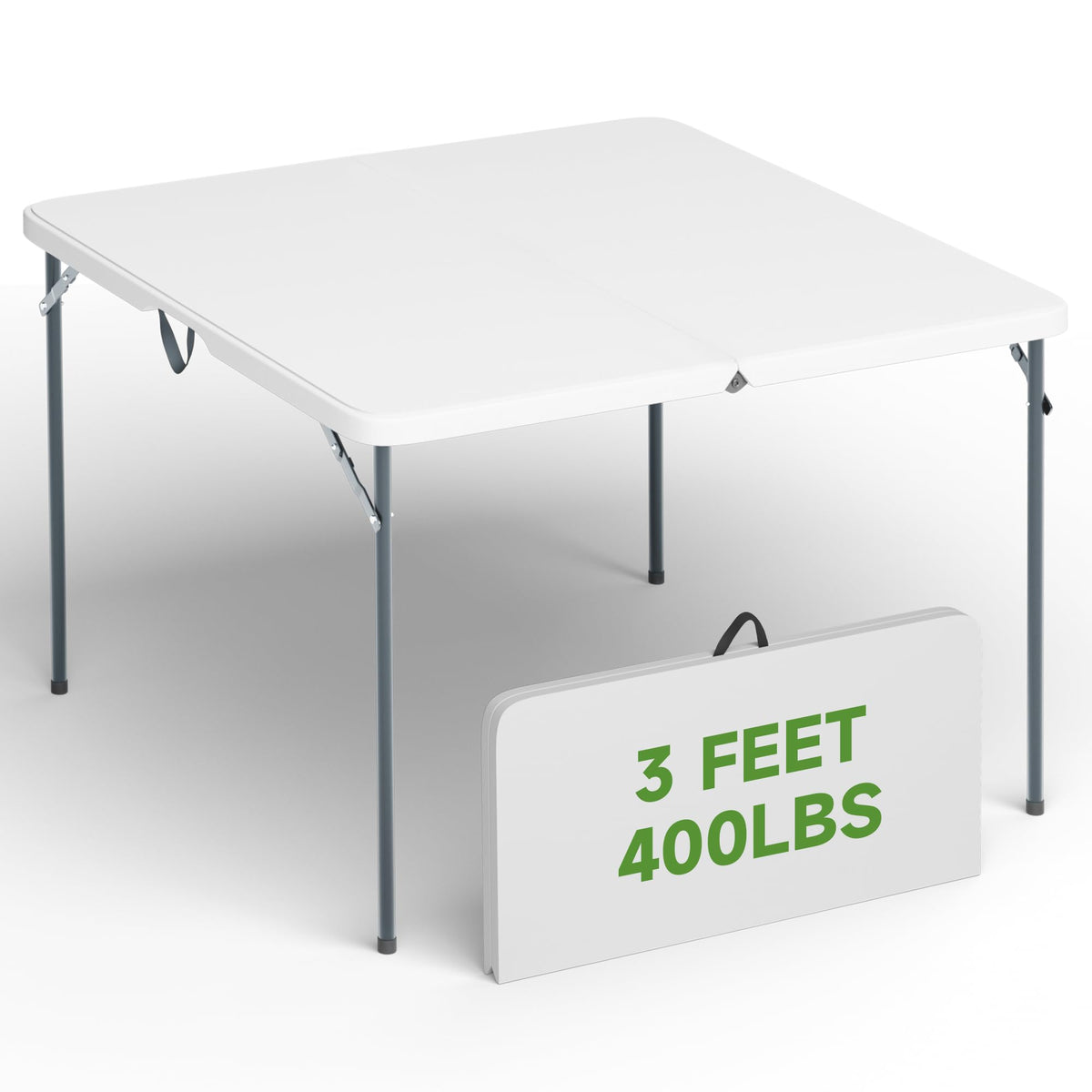 3 ft Square Folding Card Table with Carrying Handle P678448