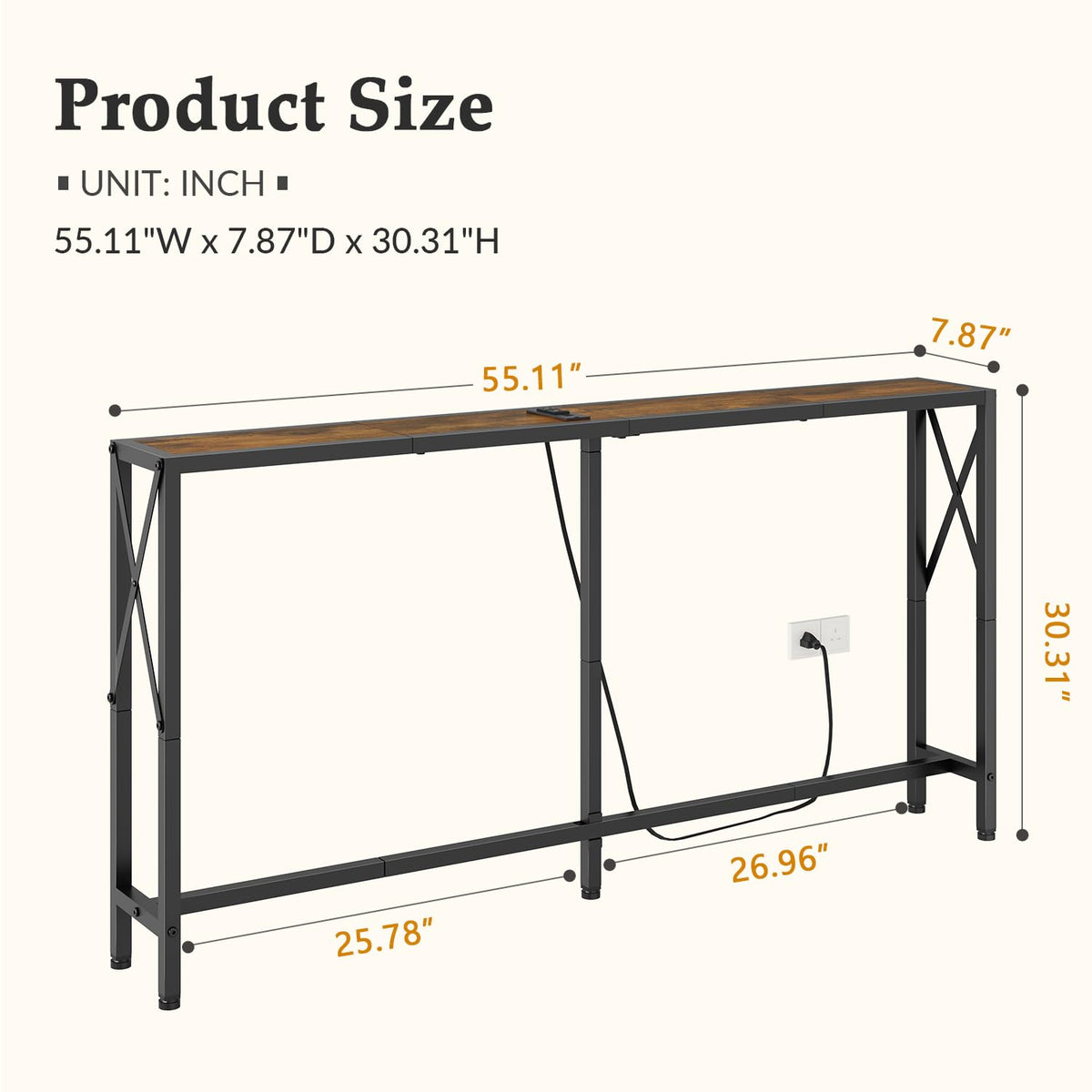 Narrow Console Table with Socket H3025