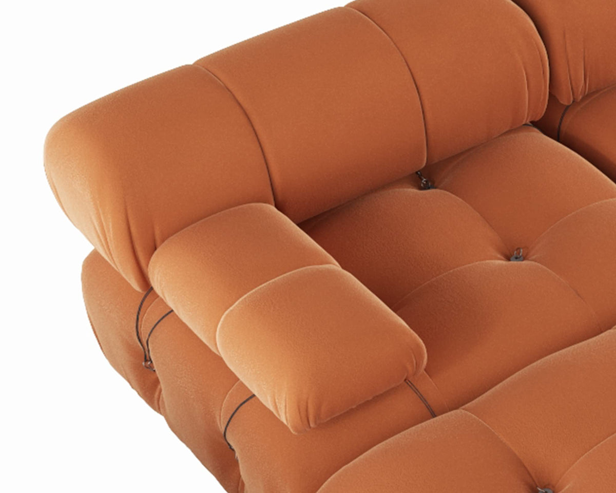 Orange Velvet L Shaped Sectional Sofa with Ottoman X370