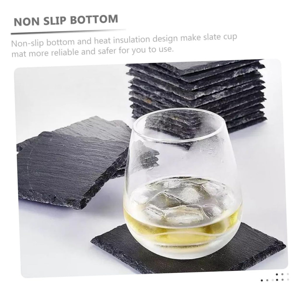Black 12pcs Natural Stone Coasters O45138