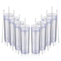 16oz Plastic Skinny Tumbler with Lid and Straw 8 Pack L3400