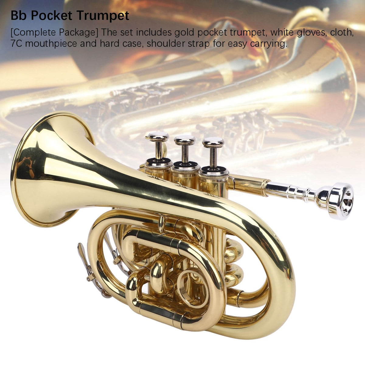 Bb Pocket Trumpet, Ni Plated Brass with 7C Mouthpiece R808239