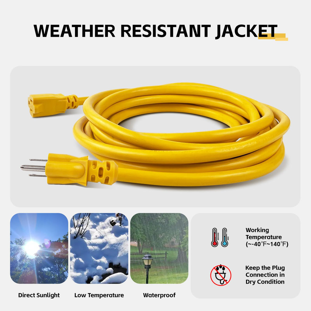 12 Ft Heavy Duty Yellow Extension Cord M10806