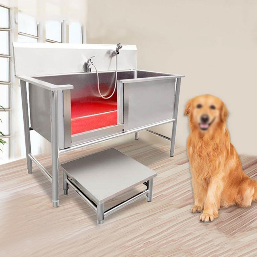 53'' Stainless Steel Pet Grooming Tub with Walk-in Stairs P386071