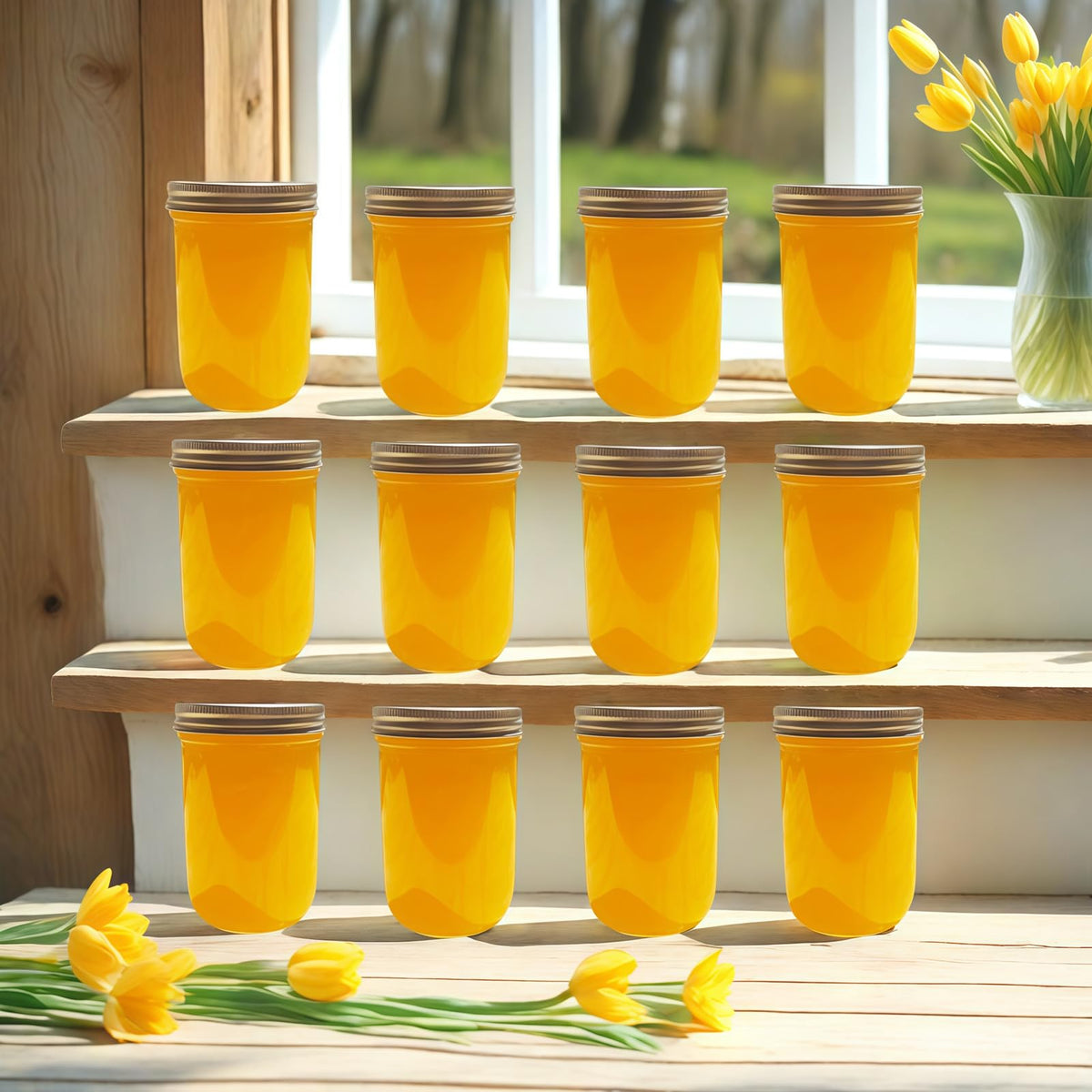 12 Pc 16 oz Wide Mouth Glass Mason Jars with Lids P93152