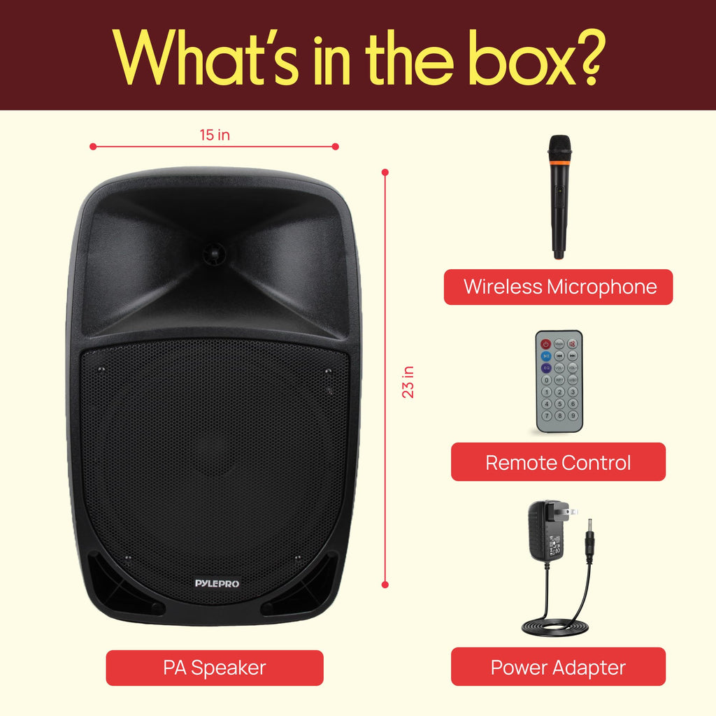 1200W Portable Bluetooth PA Speaker with Subwoofer and Wireless Microphone T41847