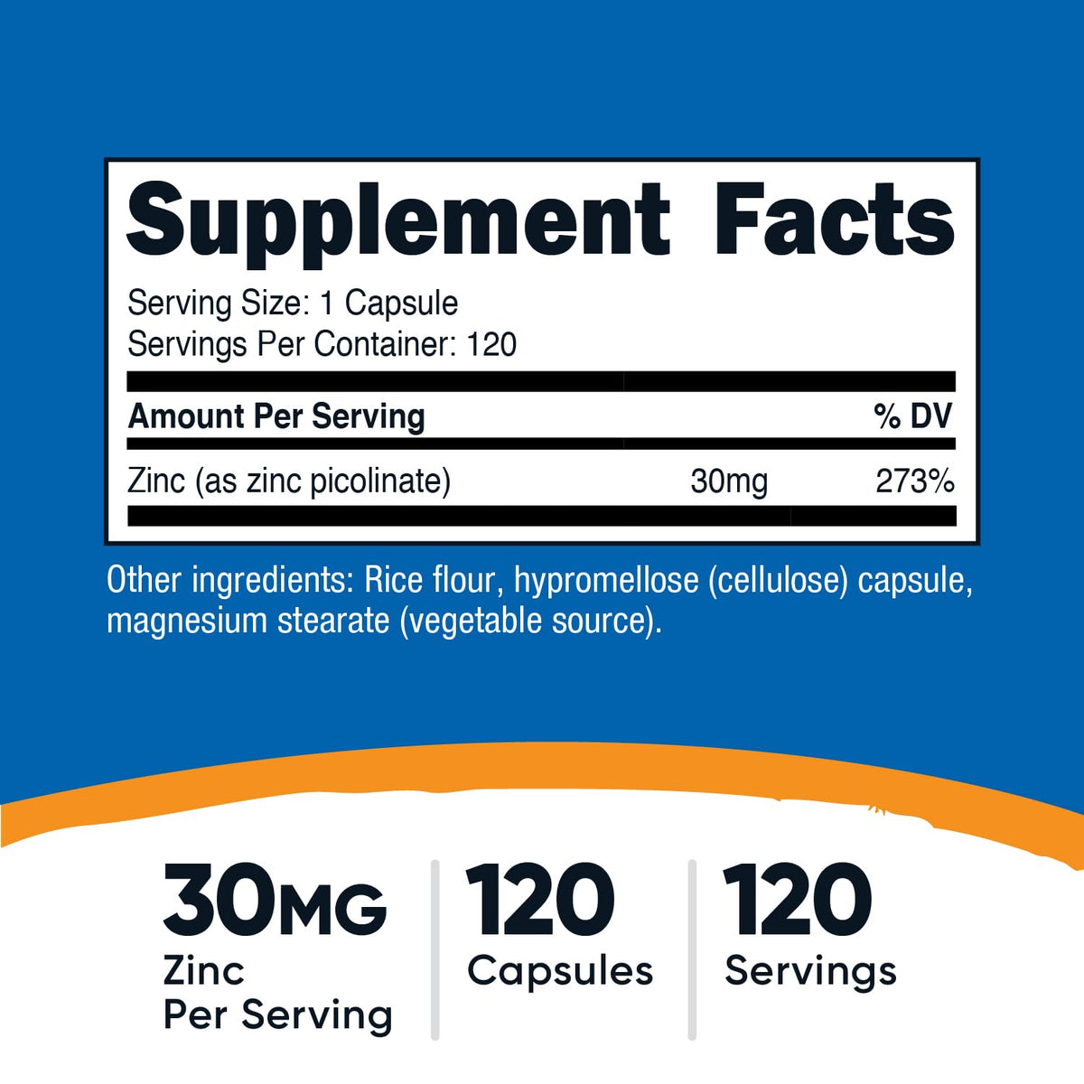 Zinc Picolinate 30mg 120 Capsules Gluten Free Y73977