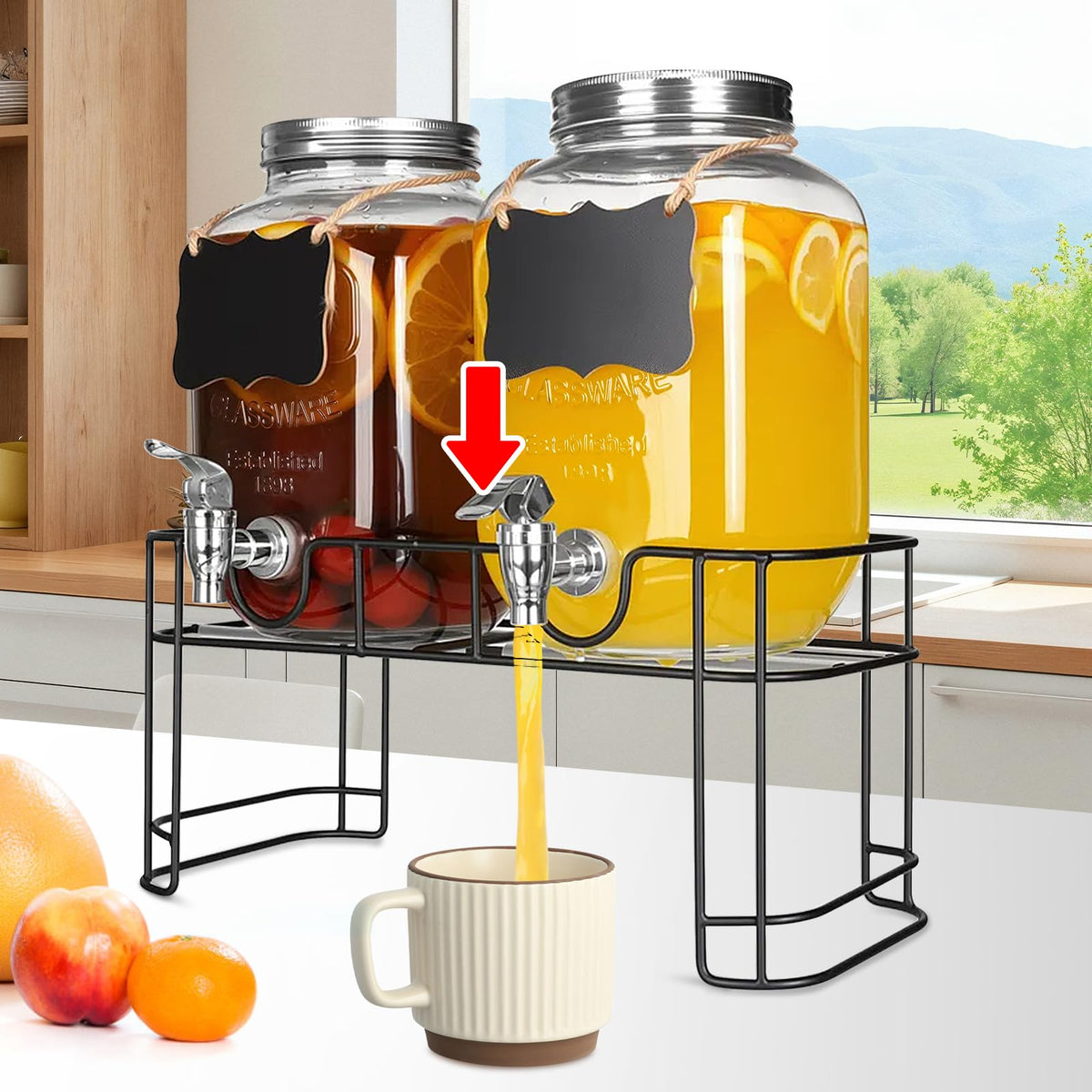 1 Gallon Glass Beverage Dispenser Jars U944296