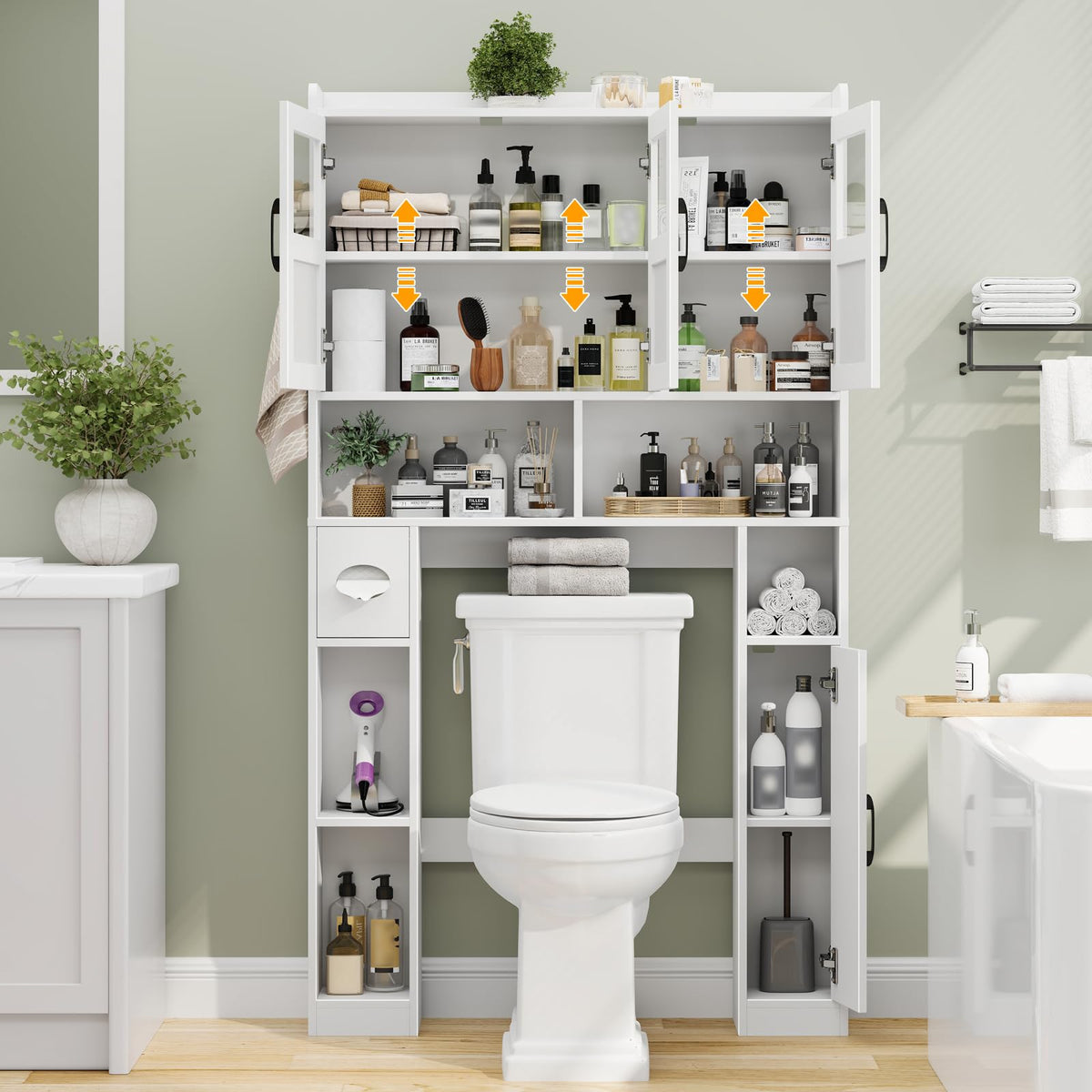 Over The Toilet Cabinet with 3 Acrylic Doors R927617
