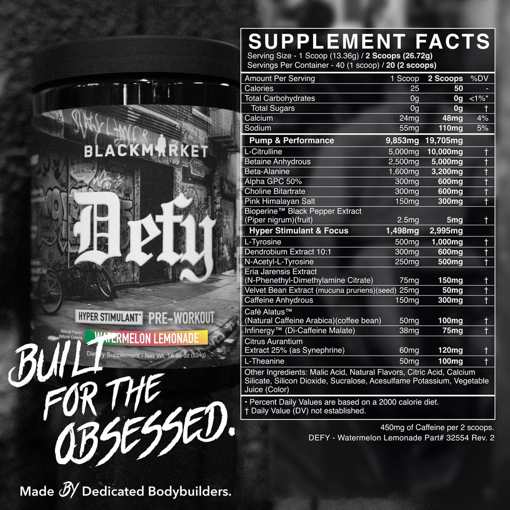 High-Stimulant Pre-Workout Powder Watermelon Lemonade 40 Servings Q372