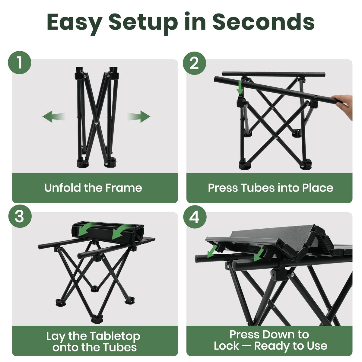2 Pack Black Foldable Camping Table N410